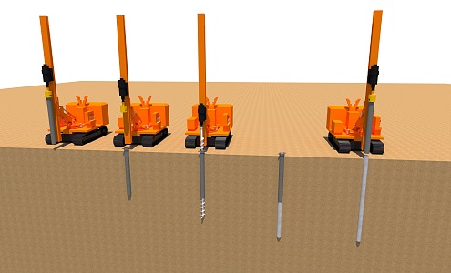 Photovoltaic drilling rig, desert survey, pile driver, crawler 3d model