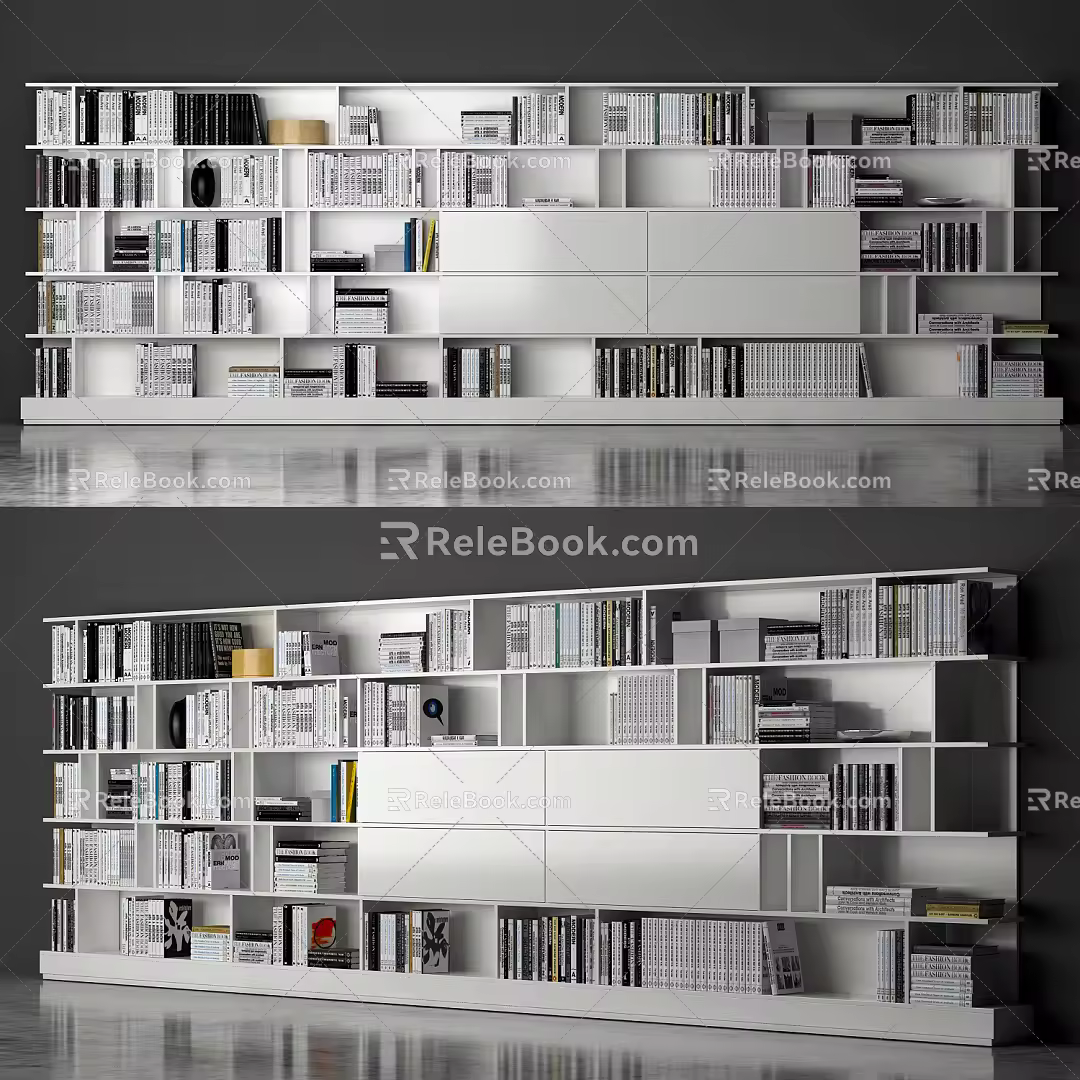 Modern bookcase bookcase bookshelf ornaments 3d model