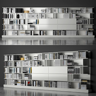 Modern bookcase bookshelf ornaments 3d model