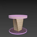 Round Side Table With Beige Marble Top And Conical Pedestal Dark Brown Base 3d model
