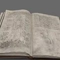 Open Ancient Book With Yellowed Pages Handwritten Text And Vintage Illustrations