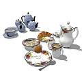 Elegant Ceramic Tea Set With Teapot Cups Saucers Sugar Bowl And Pastry Plate