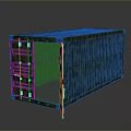 Military Camouflage Container With Open Door And Black Interior In Green Camouflage Design