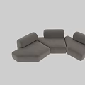 Light Gray Fabric Three-Seater Sofa in Modern Modular Sectional Design with Cushions 3d model