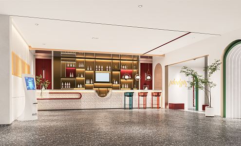 Modern Front Desk Hotel Front Desk Hall Hotel Hall Reception Desk Front Desk Background Wall 3d model