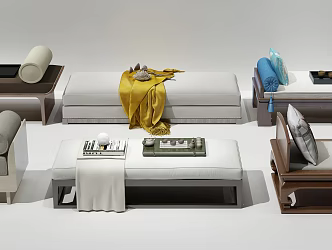 New Chinese Style Sofa Stool 3d model