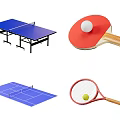 Essential Sports Equipment Including Ping Pong Table Paddle Tennis Court Racket And Balls