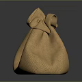 Brown Burlap Cloth Bag With Bow Design For Daily Storage Use 3d model