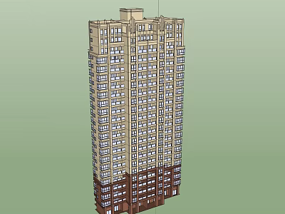 Modern High Rise Residential Building Exterior With Multiple Floors Windows And Brown Facade 3d model