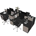 Modern Office Workstations With Multiple Monitors Keyboards Ergonomic Chairs And Office Supplies