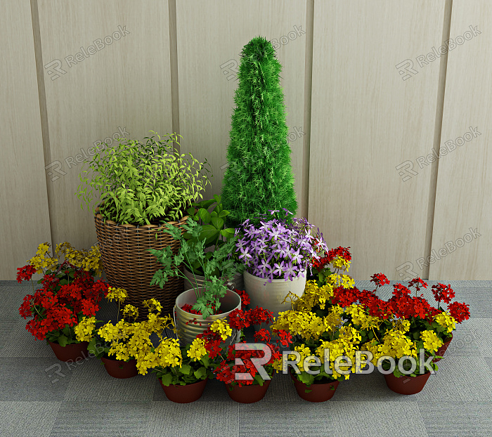 Modern potted green plant model