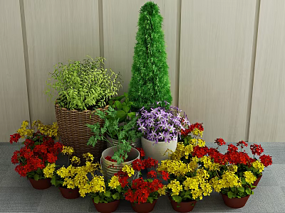 Modern potted green plant 3d model