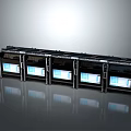 Professional Server Racks With Black Metal Frames And Blue Panels Arranged In Row