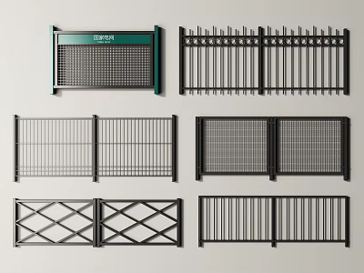 Different Metal Fence Designs Featuring Various Patterns And Structures For Outdoor Areas 3d model