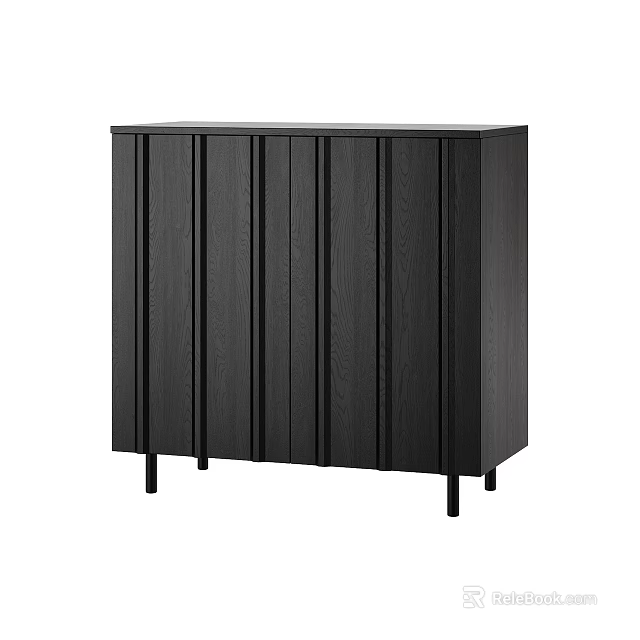Modern Black Wood Sideboard With Sleek Cabinet Doors And Tapered Legs 3d model 