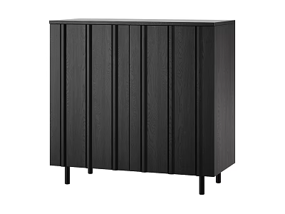 Modern Black Wood Sideboard With Sleek Cabinet Doors And Tapered Legs 3d model