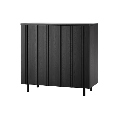 Modern Black Wood Sideboard With Sleek Cabinet Doors And Tapered Legs 3d model