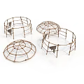 Decorative Metal Frame Structures With Circular And Hemispherical Designs For Home Decor 3d model