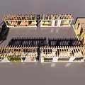 Modern Wooden Pergola Structure With Courtyard Layout And Green Plant Decorations