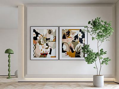 Modern abstract painting decorative hanging painting 3d model