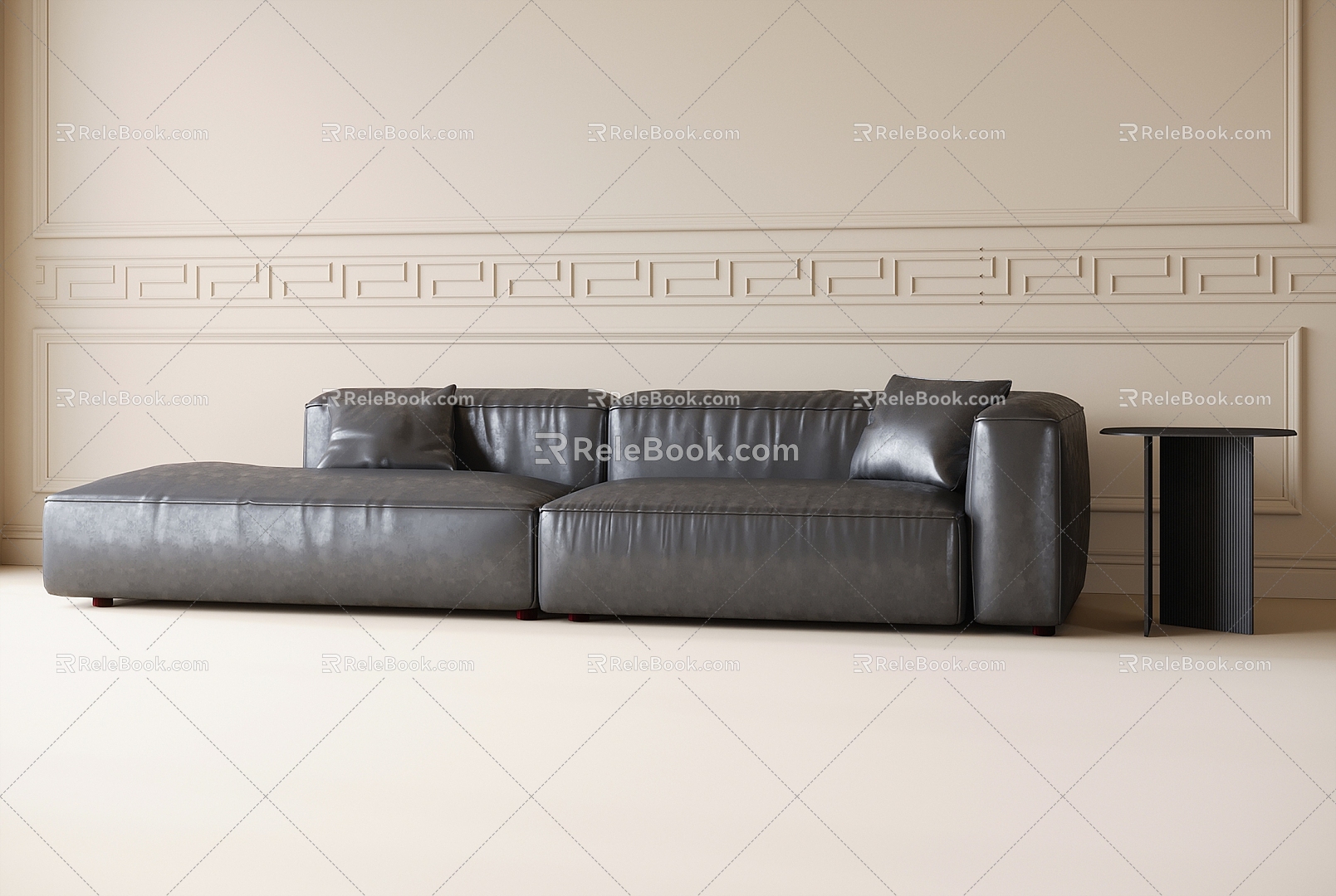 Modern leather sofa side table 3d model