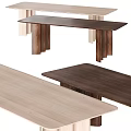 Modern Log Dining Table Minimalist Dining Table Rectangular Dining Table 3d model