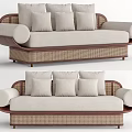 Quiet multi-person sofa rattan multi-person sofa double sofa three-person sofa 3d model