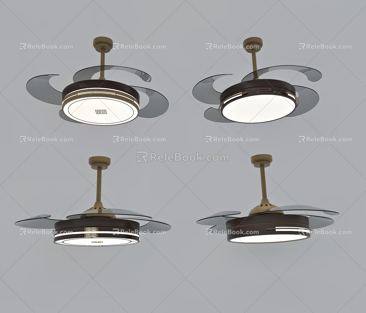 Guest restaurant Chinese ceiling fan lamp fan chandelier 3d model