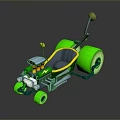 Vibrant Green Utility Vehicle With Large Wheels Yellow Accents And Blue Mechanical Seat