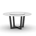 Modern Round Marble Top Dining Table With Black Cross Legs Design 3d model