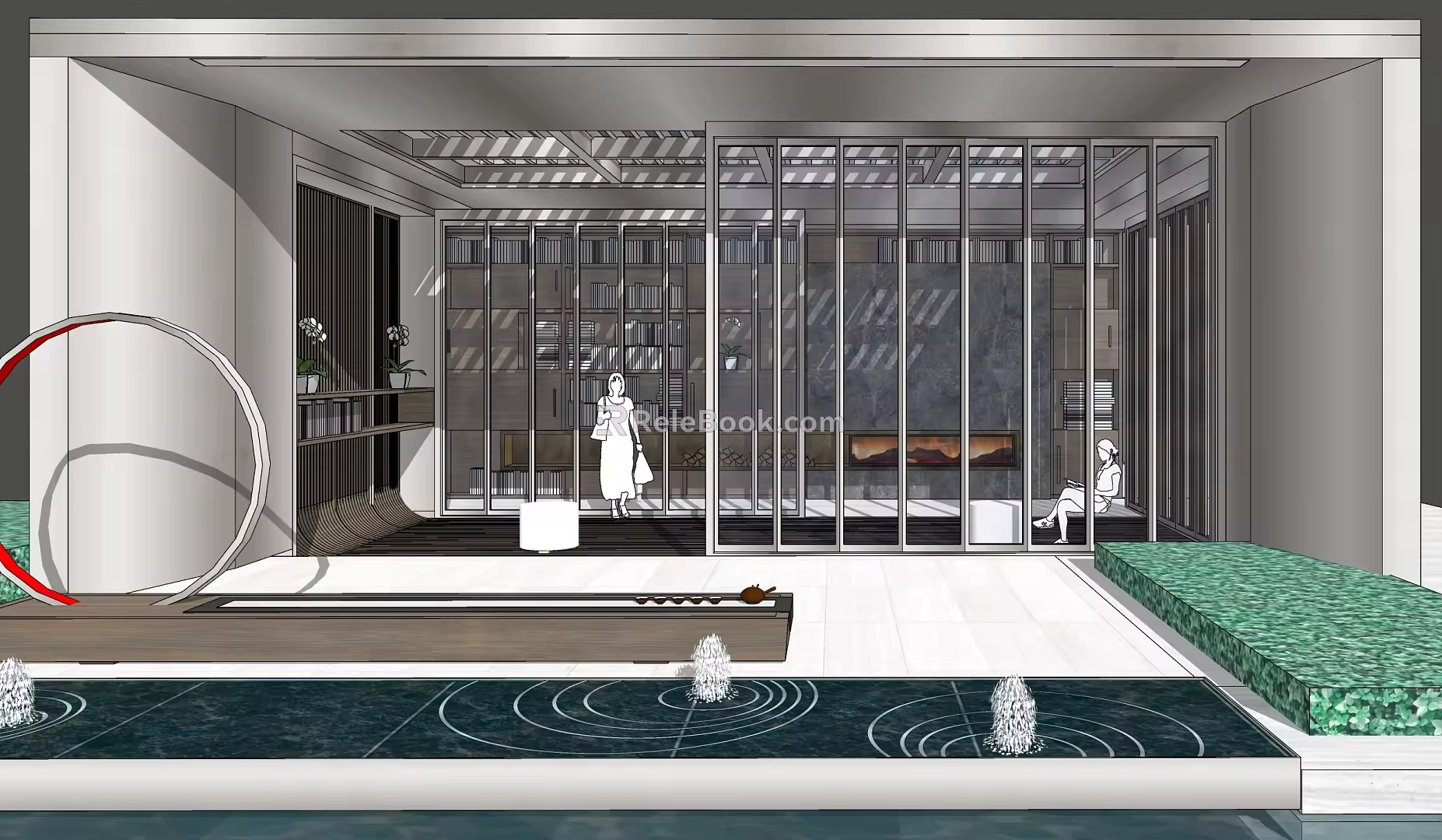 Modern Pavilion Book Bar Waterscape Viewing Pavilion 3d model