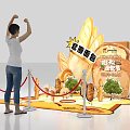 Interactive Bread Display Area With Croissant Stand And People Engagement 3d model