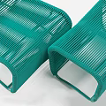 Green Woven Modern Lounge Chair with Matching Ottoman for Outdoor Relaxation