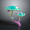 Fresh Colorful Edible Mushrooms With Vibrant Green Purple Caps And White Spots