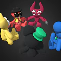 Colorful Stuffed Toys With Various Designs Including Yellow Black Red And Blue