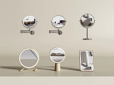 Various Designed Mirrors With Stands And Bases For Home Interior Decor 3d model
