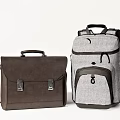 Stylish Brown Briefcase and Gray Backpack with Functional Design for Daily Use 3d model