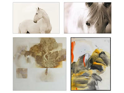 Horse Images And Abstract Artwork Collection With Creative Design Elements 3d model