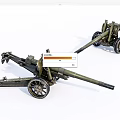 Vintage Green Military Cannons With Wheels And Long Barrels On