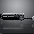 Mechanical Metallic Knife With Textured Handle Geometric Blade And Reflective Surface