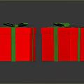 Three Red Gift Boxes With Green Bows On Shiny Reflective Surface