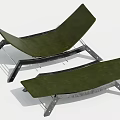 Green Outdoor Lounge Chair With Metal Frame And Comfortable Fabric Seat