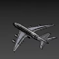 White Commercial Passenger Airplane with Four Engines Wings Tail and Landing Gear in Flight