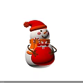 Cute Snowman With Red Hat Orange Scarf And Red Gift Bag Holding Candy Cane