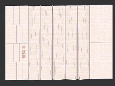 Modern Reception Background Wall With Wooden Stripe Design And Light Texture 3d model