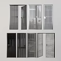 Various Double Doors Designs Featuring Grille Patterns And Glass Panels 3d model