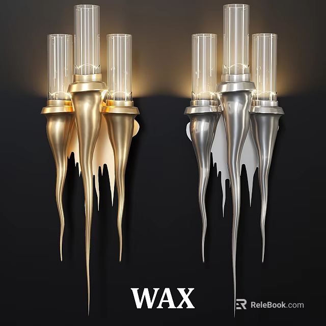 Gold and Silver Wall Lamps With Unique Spike Design And Glass Tubes 3d model 