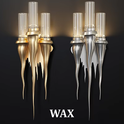 Gold and Silver Wall Lamps With Unique Spike Design And Glass Tubes 3d model