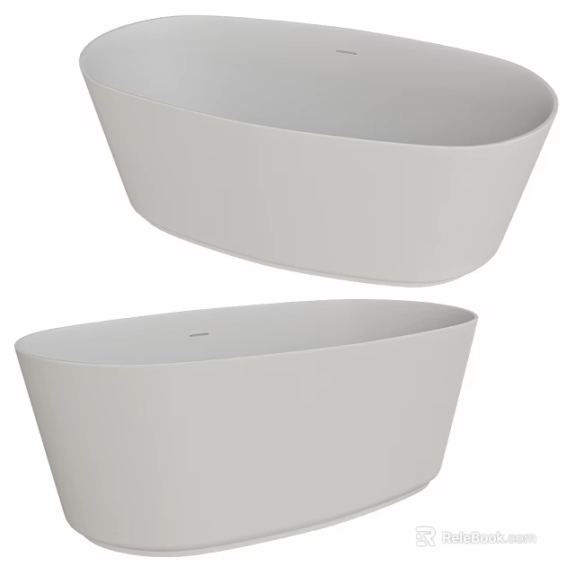 Modern White Oval Freestanding Bathtub Design With Smooth Surface And Sleek Lines 3d model 