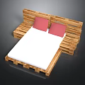 Rustic Wooden Pallet Bed Design With Pink Pillows And White Bed Sheet